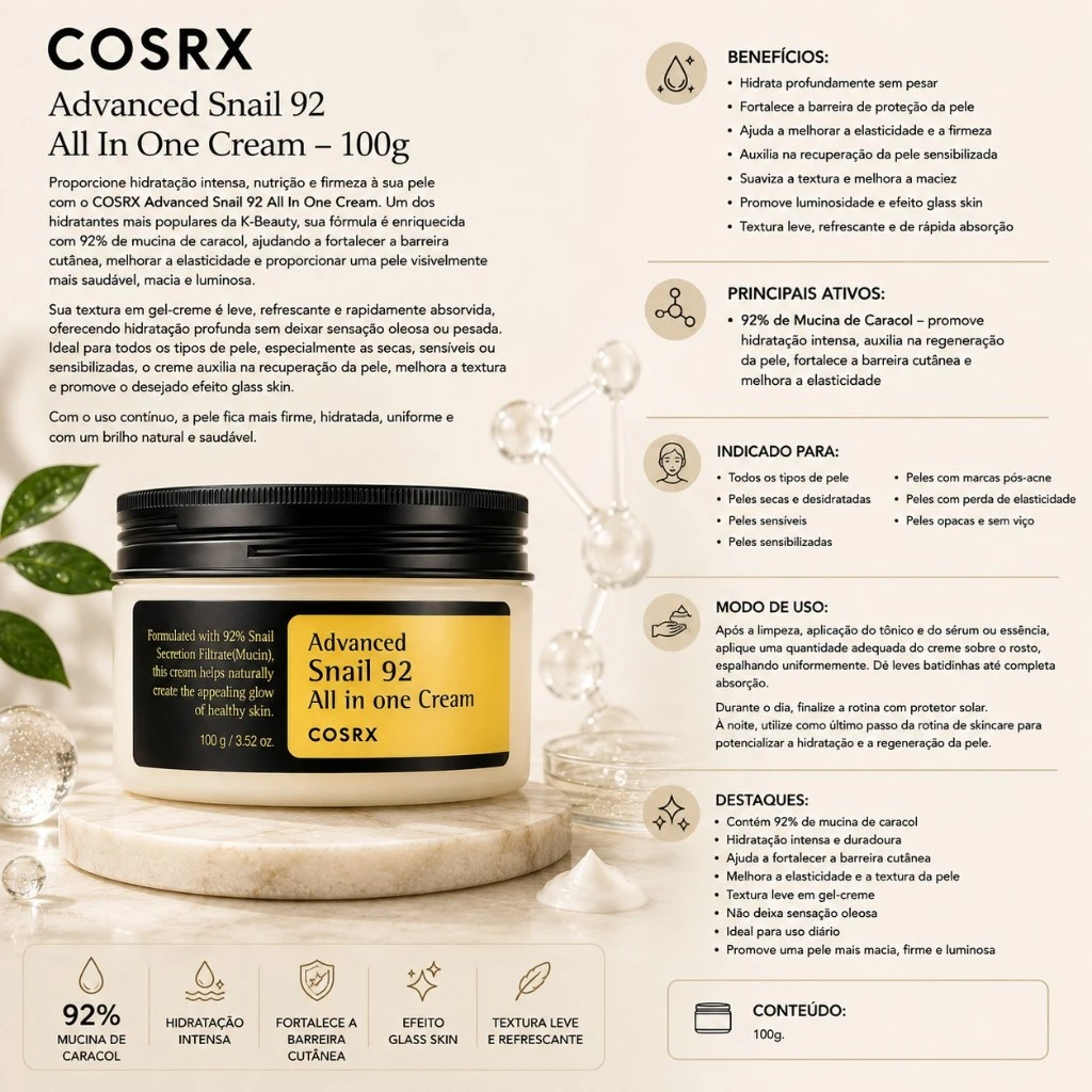 COSRX Advanced Snail 92 All in One Cream - 100g - Imagem 3