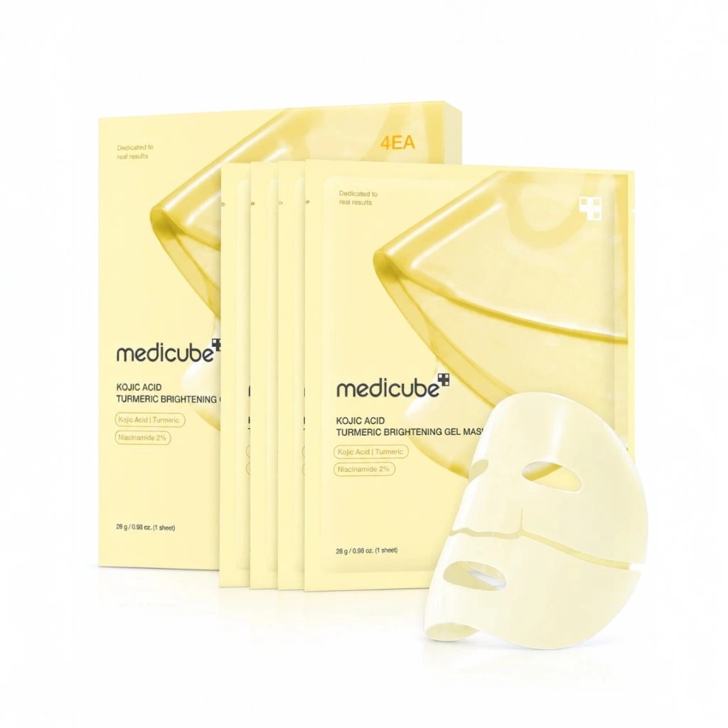 Medicube Kojic Acid Turmeric Brightening Gel Mask – Máscara Facial Hidrogel (4 Unidades) - Imagem 2