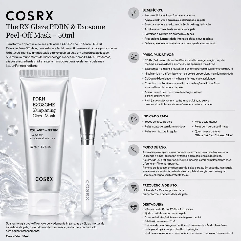 COSRX The RX Glaze PDRN & Exosome Peel-Off Mask – 50ml - Imagem 3