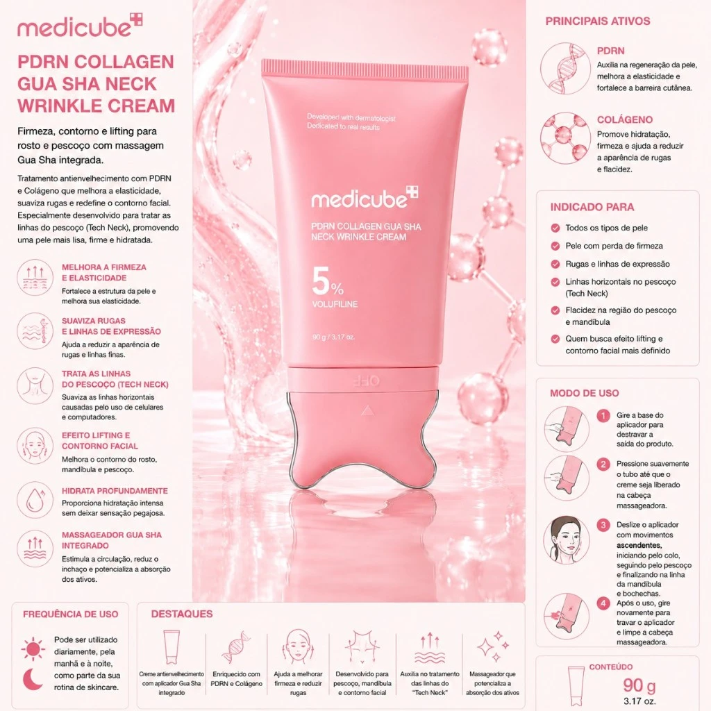 Medicube PDRN Collagen Gua Sha Neck Wrinkle Cream – 90g - Imagem 3
