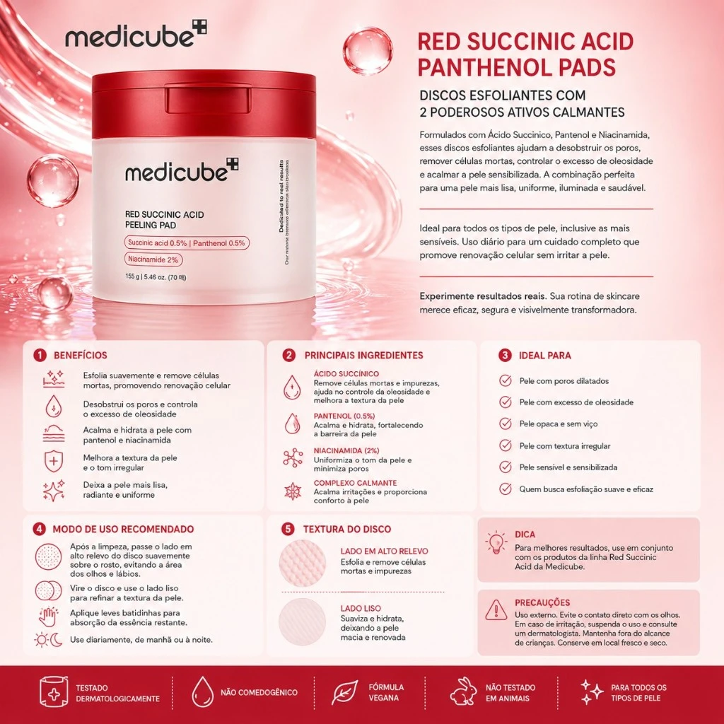 MEDICUBE- Red Succing Acid Peeling Pad - 155g - Imagem 3