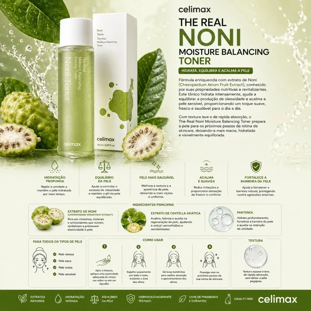 Celimax Toner The Real Noni Moisture Balancing - 150 ml - Imagem 3