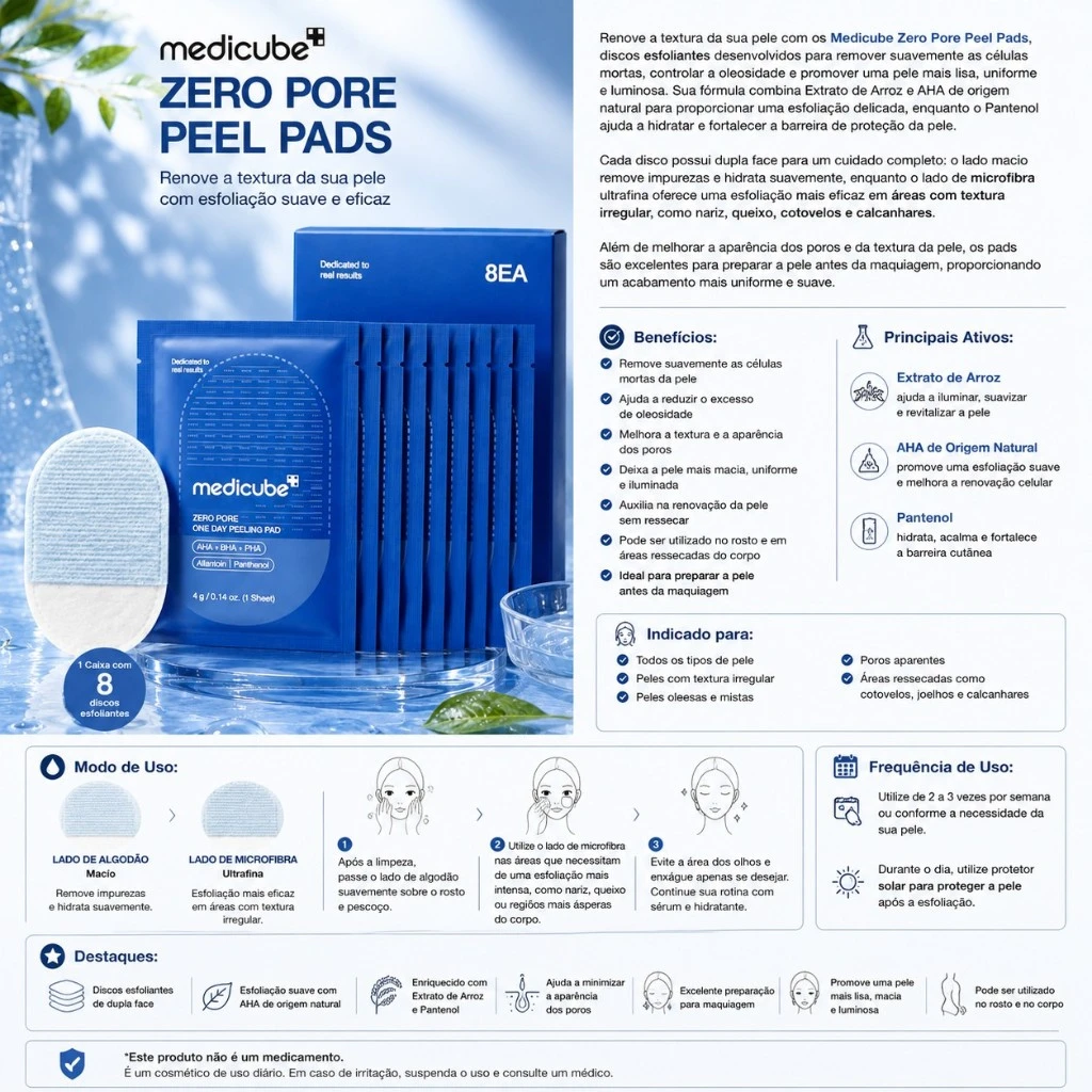 Medicube Zero Pore Peel Pads – 1 Caixa com 8 discos esfoliantes. - Imagem 3