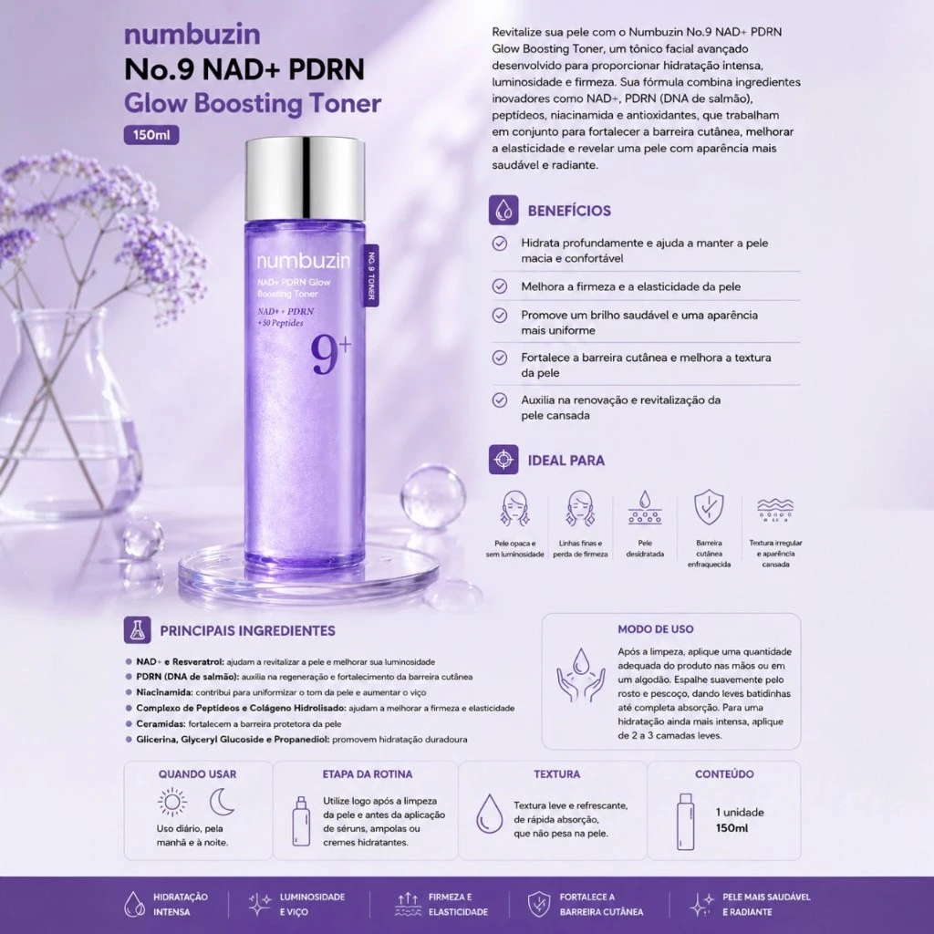 Numbuzin No.9 NAD+ PDRN Glow Boosting Toner (150 ml) - Imagem 3