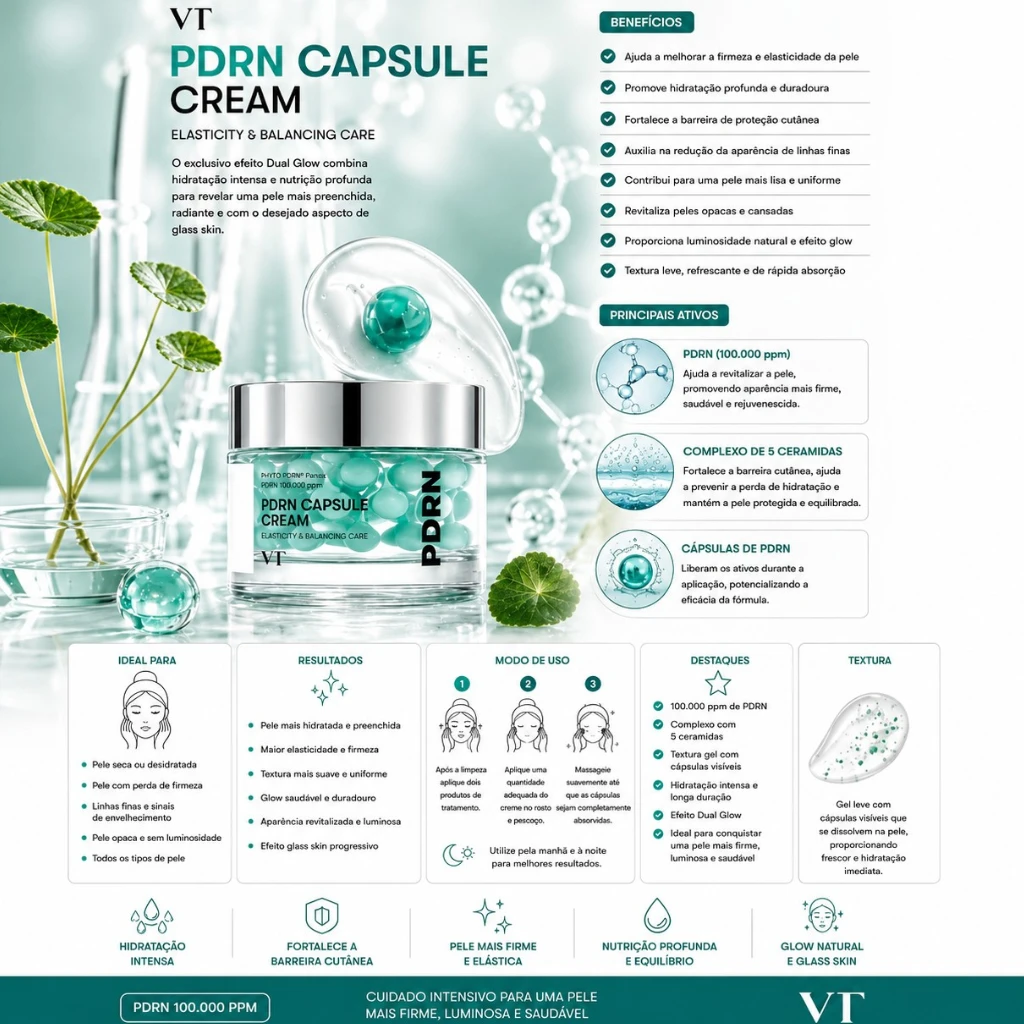 VT Cosmetics PDRN Capsule Cream Creme Facial Firmador com PDRN - 50 ml - Imagem 3