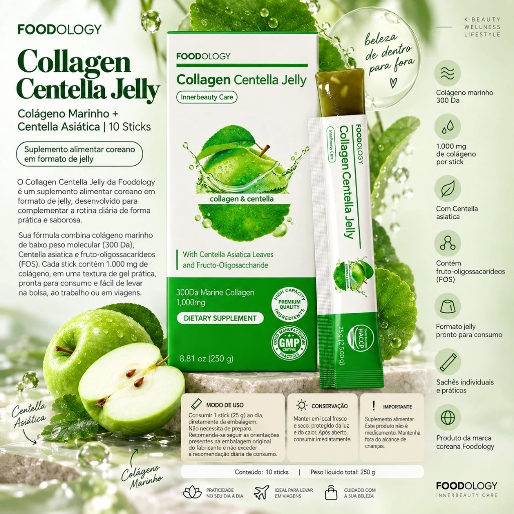 Foodology Coleology Collagen Centella Jelly – Sabor Maçã Verde - Imagem 2
