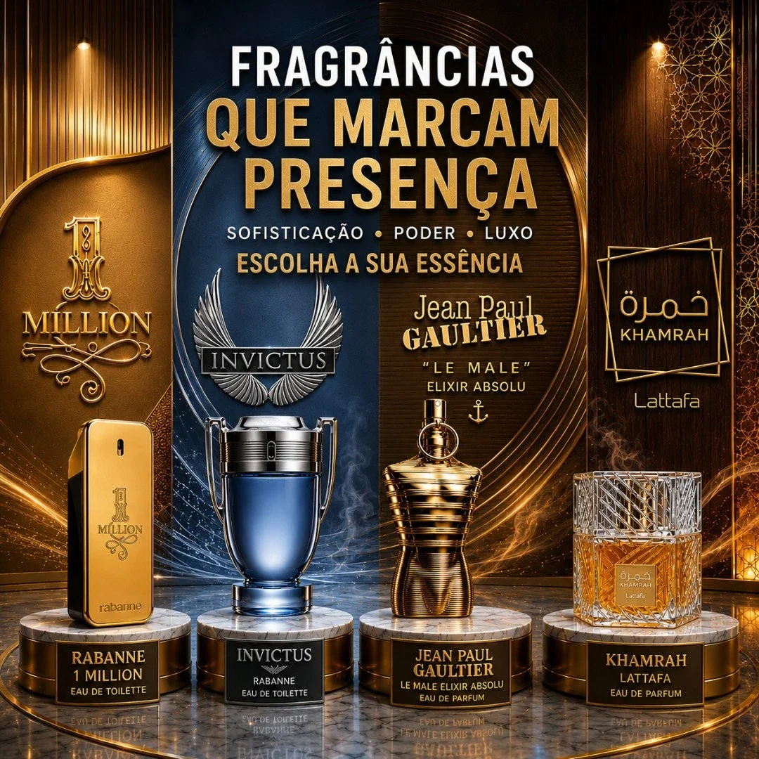 Coleção Perfumes Masculinos 1 Million Invictus Le Male Khamrah