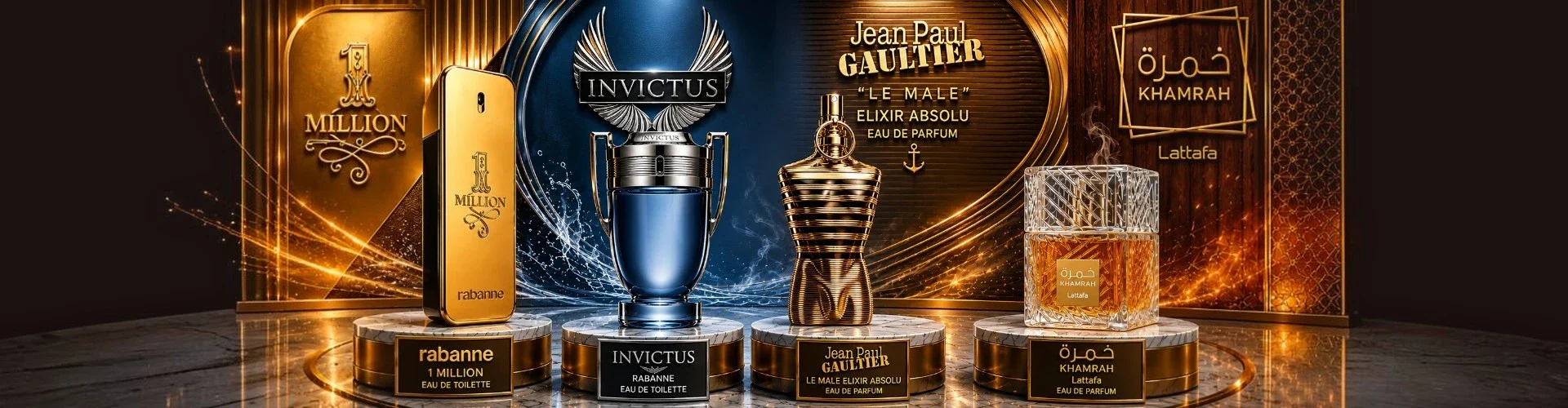 Coleção Perfumes Masculinos 1 Million Invictus Le Male Khamrah